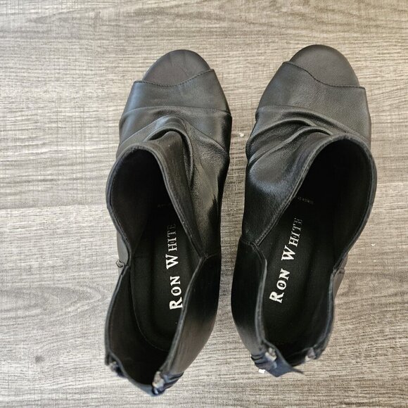 Ron White Ankle Booties Womens US 6 EUR 36  Black Peep Toe Chunky Block Heel Y2K - Picture 13 of 13